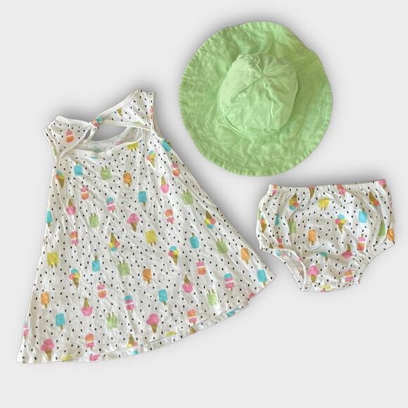Gerber Baby Girls 3Pc Frozen Treats Set | Dress, Diaper Cover & Hat | Sz 18mos - Picture 2 of 3